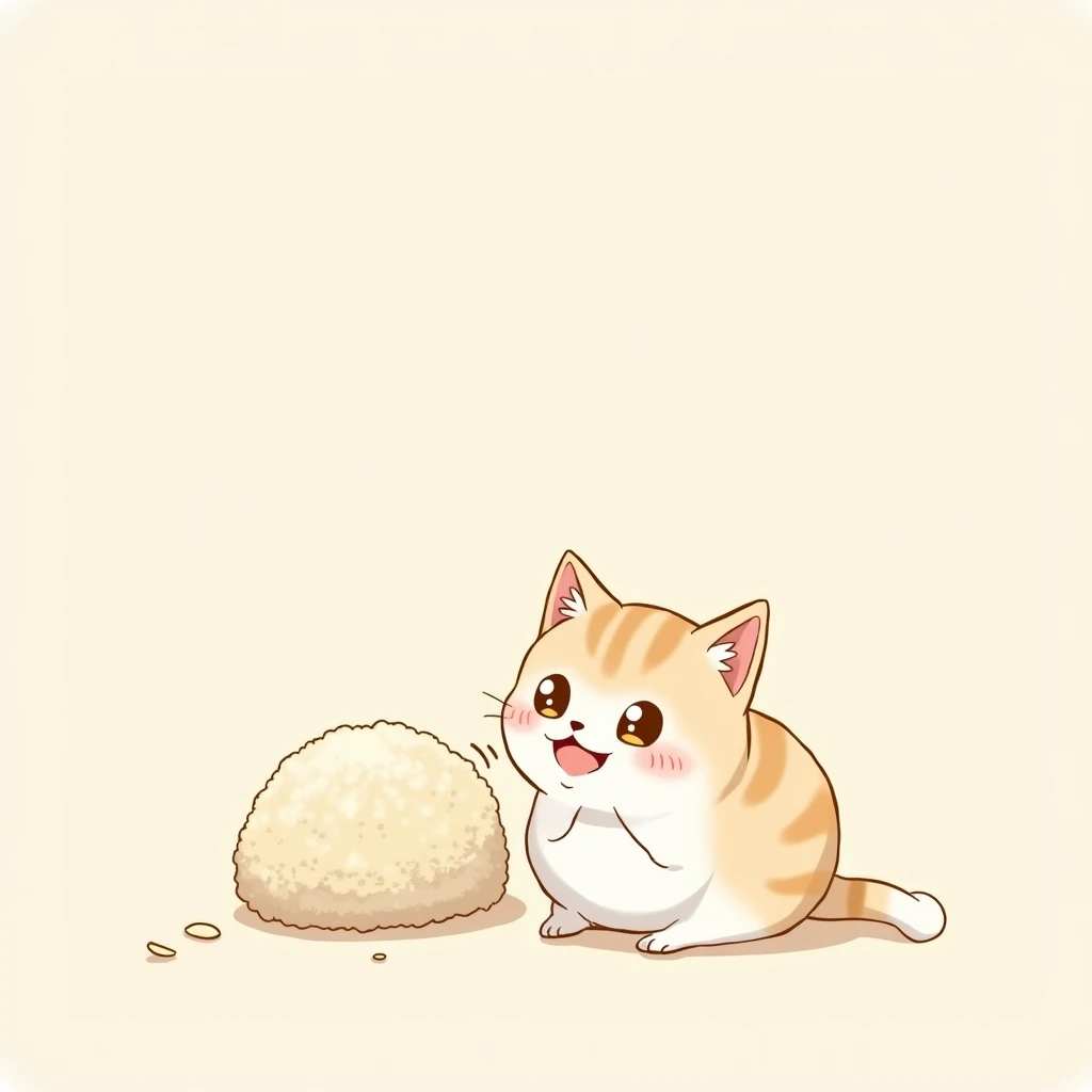 Anime cat eating mochi , Bottomless Something Simple