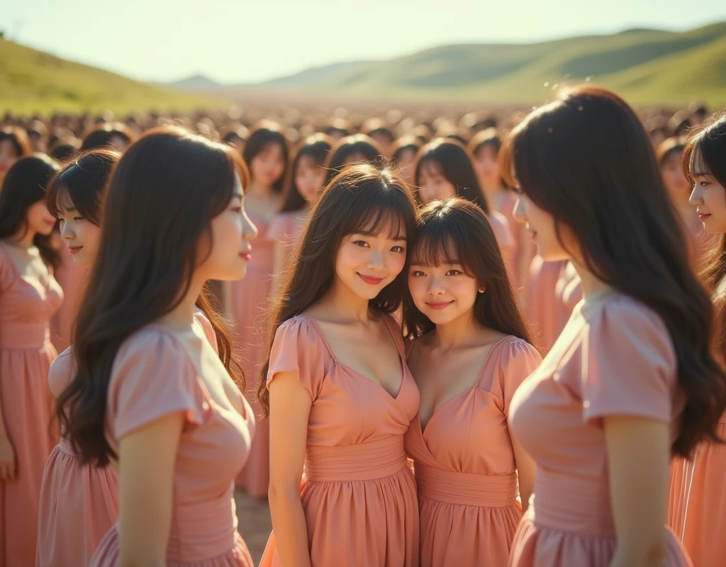 [Japanese Clone girls=Myself], [best masterpiece Clone girls Raw Photography Art], [16K, Highest quality, Ultra-high resolution, RAW Photos], [Unrealistic, Unparalleled, Different dimension, Improbable sight, (((A world of mass proliferation of myselves, Ultra-realistic)))], ((Japanese, woman, 18-year-old, shinozaki-ai)), ((Small face, Thick black hair, Semi-long hair)), (((Very beautiful detailed girls, Accurate body structure, Very detailed完璧な超巨乳ボディ, amazing super big tits, Big, voluptuous breasts, The cleavage is very plump and emphasized))), (Dark Eyes, Mature face, Cute Smile, A gentle gaze), (((Very happy laughter))), ((((((((((Very detailed, 1girl→1,000,000,000,000,000,000,000,000cloning girls)))))))))), ((((((((((Very detailed, Absolute precision, With the depiction of an alter ego, (((The exact same female body, The exact same face, Exactly the same hairstyle, Perfect same clothes, Perfectly the same height, The same exact super big boobs)))))))))))), (((((Myself only))))), ((((((((100,000,000,000,000Myself→100,000,000,000,000,000,000,000,000,000,000,000,000,000,000MyselfThe proliferation of popular idols)))))))), (((((Actress posing, Cleavage Emphasis, walk, Run, Embrace each other, Back to Back, Pleasant conversation, Happy conversation, Free pose, Sexual seduction))))), (((((Unbelievably crowded, Abnormal super close contact, 360 degree complete coverage))))), ((Bright and soft sunlight)), (((((wide view, Very wide field of view, Very detailed, Detailed ultra-perspective depiction with clear depth))))), ((((((((Ultra-high-definition poster-like depiction)))))))), Hilly terrain, Slope, Countless &quot;myself&quot; filling up the horizon