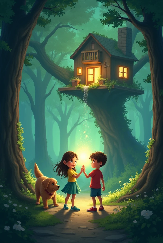 Lila a 8 yaer old girl , Max a boy and Ollie a golden hair dog Lila and Max realized that the orb was the key to returning home. As they held it together also touching Ollie leg with orb , the forest began to blur, and they found themselves back in the treehouse.