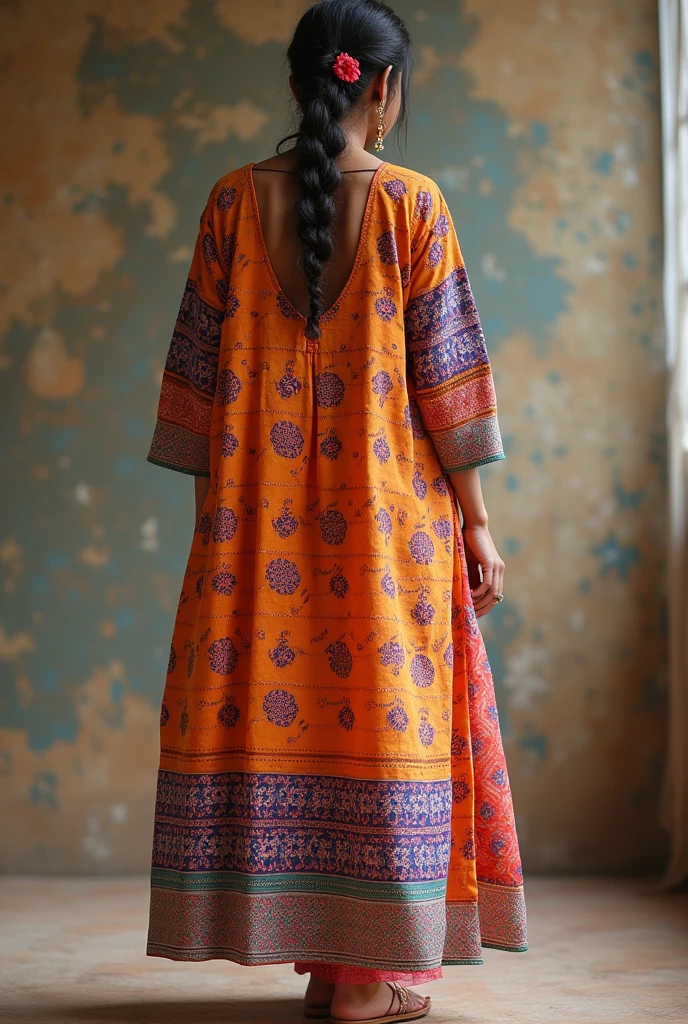 Upper part me navratri ka cloth and Bandhani print material se kurti