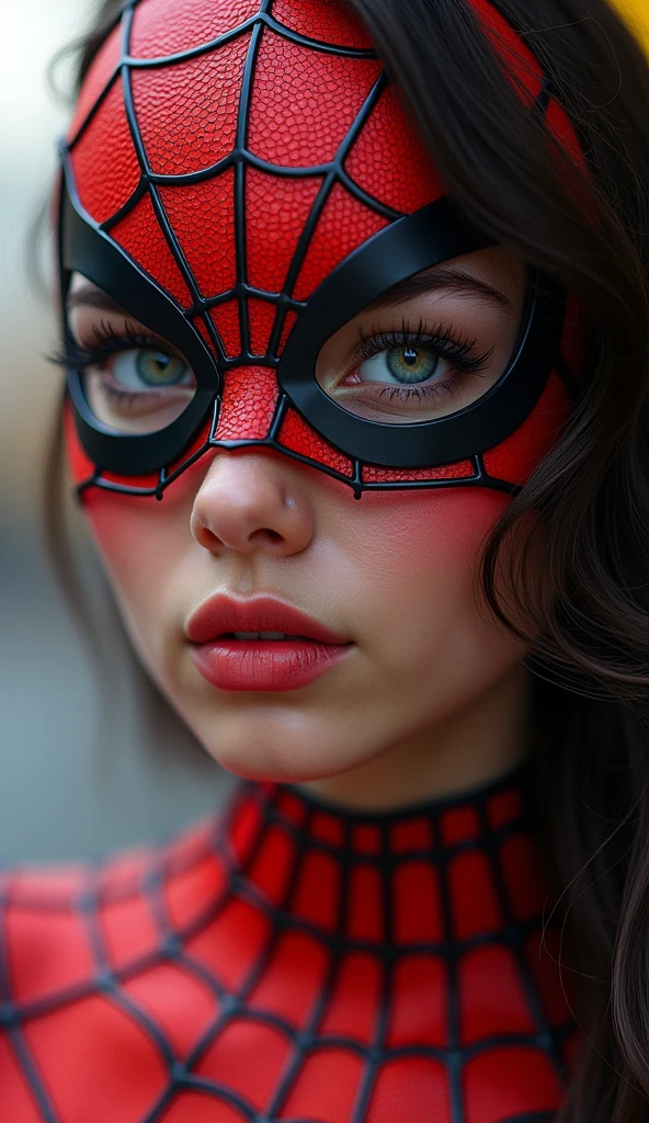 ((best quality)), ((masterpiece)), (detailed), perfect face closeup 
beautiful young woman with spiderman mask, highly detailed, colorful