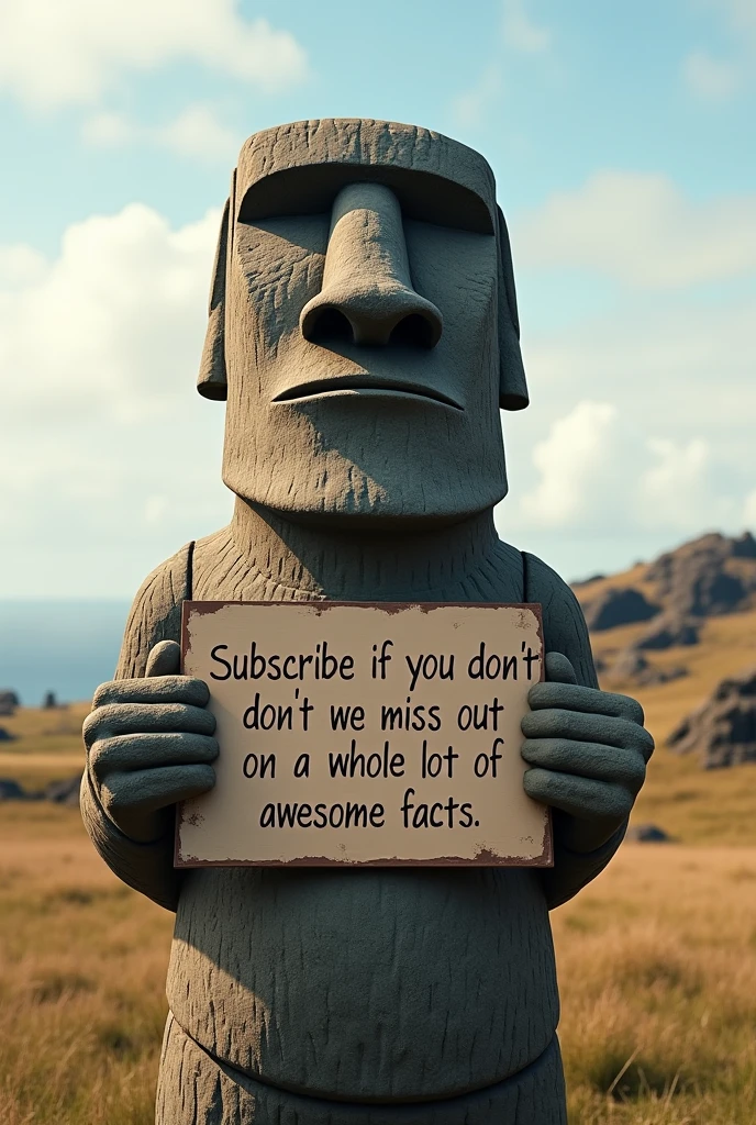 Make moai stone hold a sign which says subscribe  if you don't want to miss out on a whole lot of awsome facts