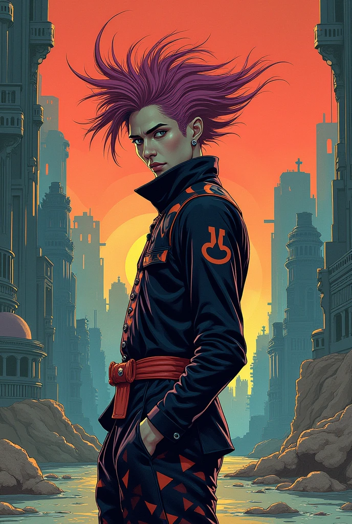 make a jojo bizarre adventure character that looks like ken carson from opium