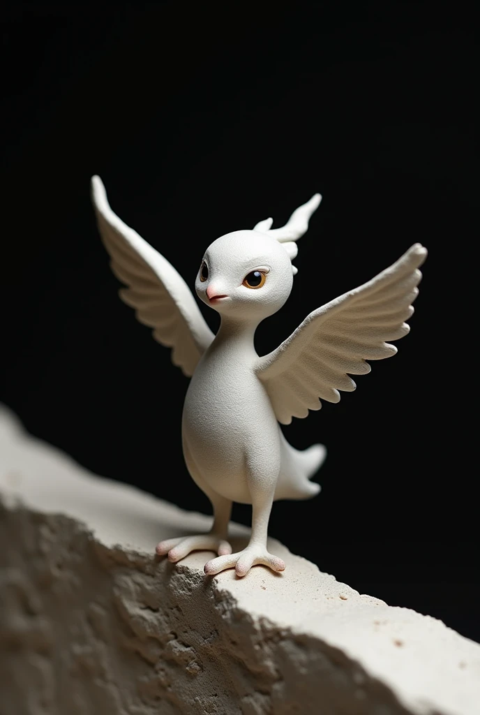 (Highest quality:1.2),ultra-light clay, (((bird:1.5, 不死birdのクレイアート, 不死bird, 美しい不死birdのクレイアート))), Gentle expression, Very delicate clay art, Artistic, clay, Pottery, Thin fabric, Confused, dirty, mineral pigments, 3D clay sculpture art, clay sculpture, Rough surface, (slope,slope background,Jet black background,Eat food,alone,Are standing), Highest quality、Very detailed、High quality details、８ｋ