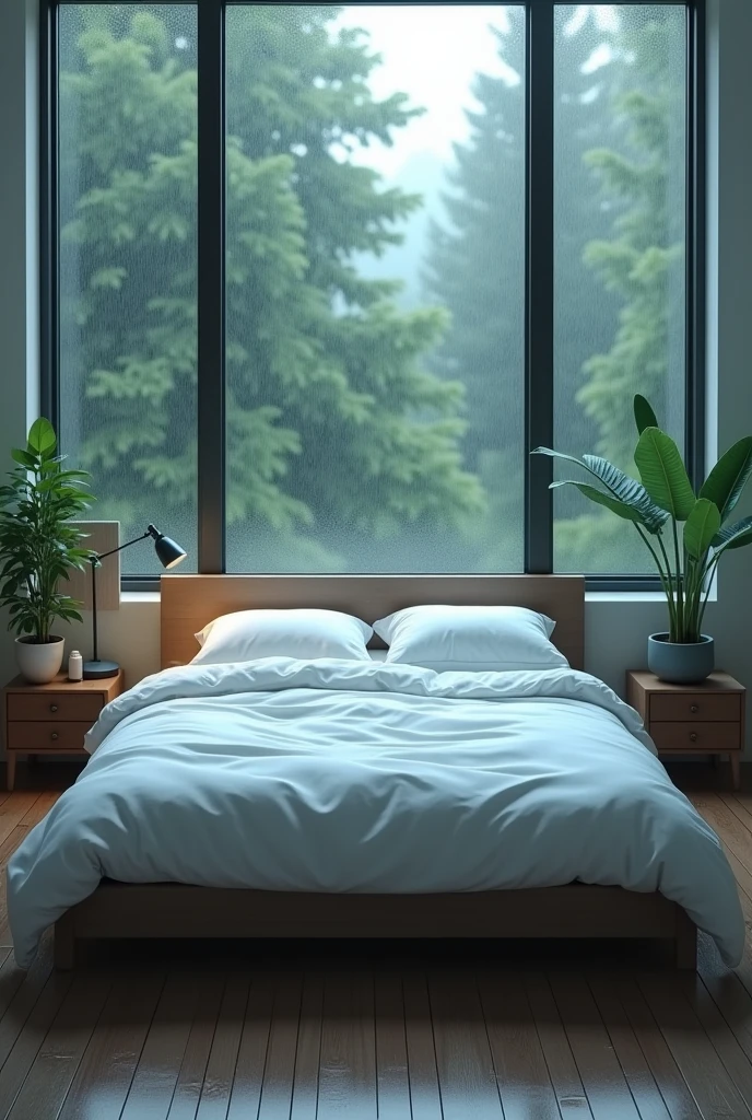 A normal empty bed rain