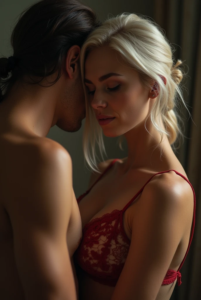 A beautiful sex slave forced by her old age master to suck his cock