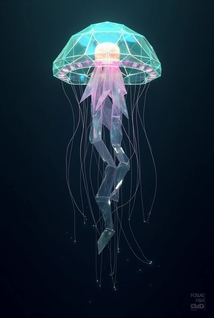 A jellyfish made of geometric shapes