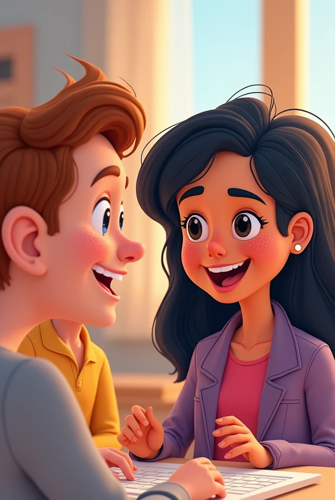 Give me a animated image 2 person face time