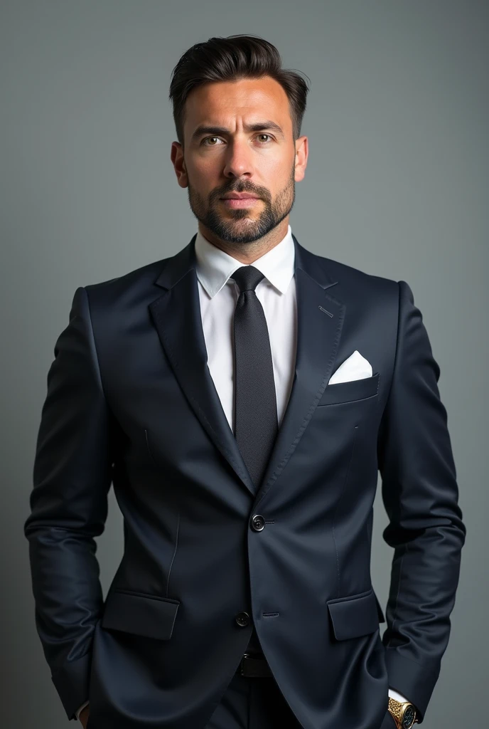 Create a photo of a businessman with a neutral background