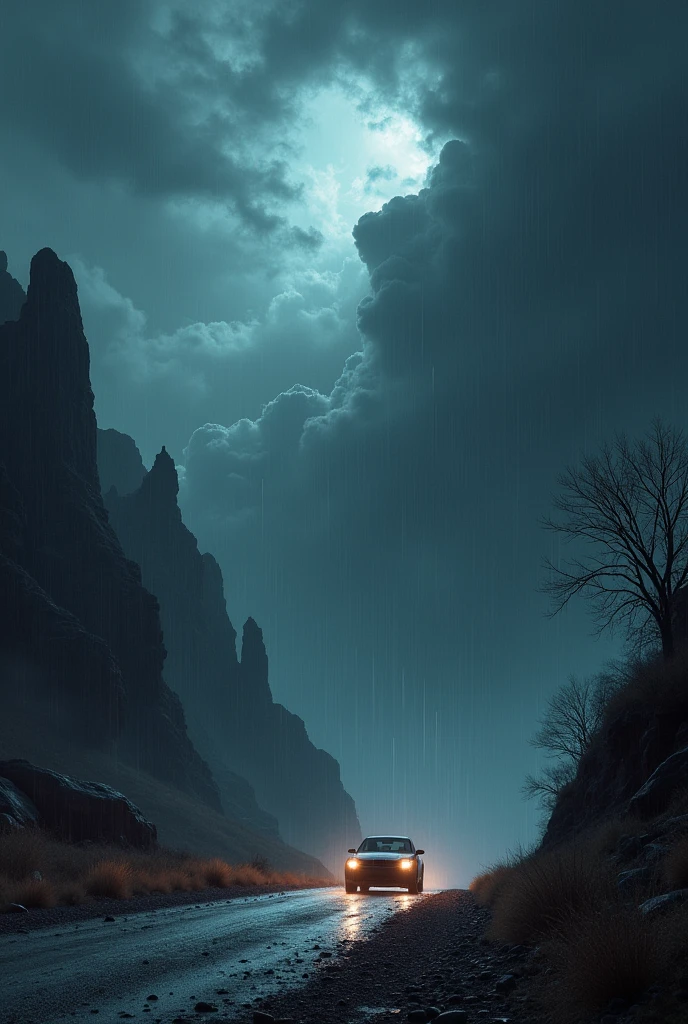 Strom skies and car 