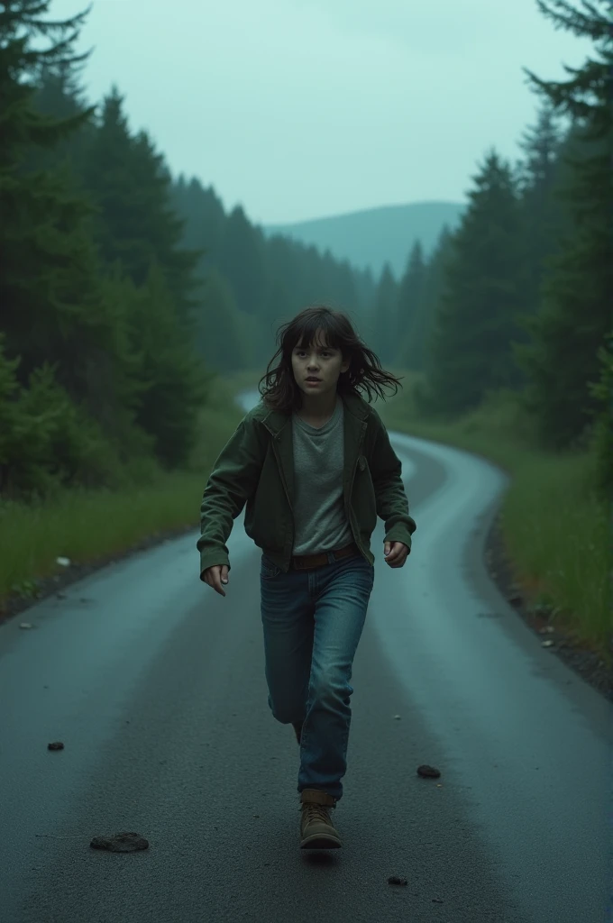 A girl run away road
