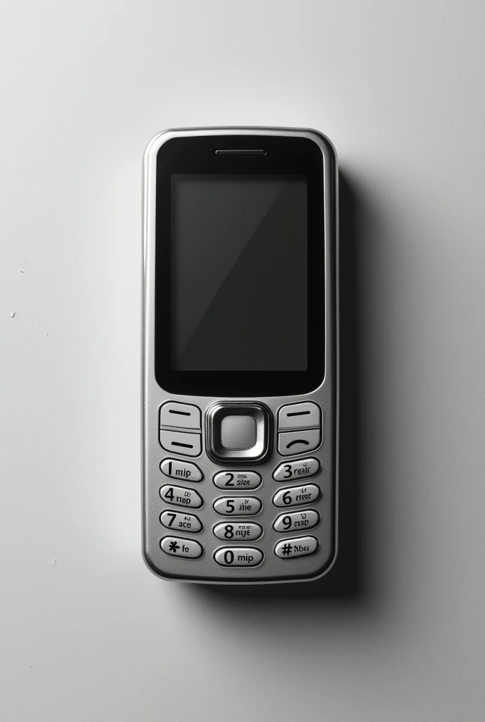 make me a picture of an old black and white cellphone without buttons and numbers on the keyboard