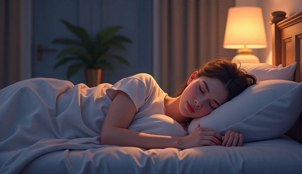 Images of a person falling asleep peacefully