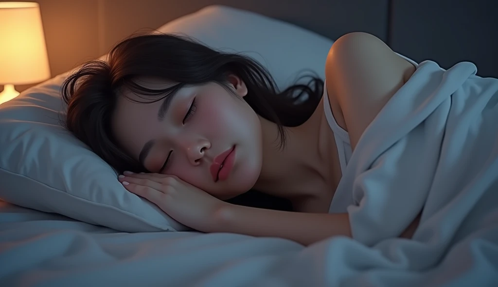 Images of a person falling asleep peacefully