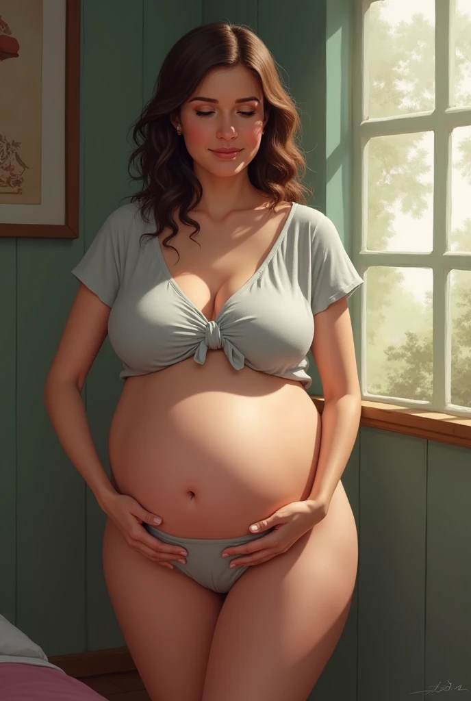 Her stomach is especially swollen.