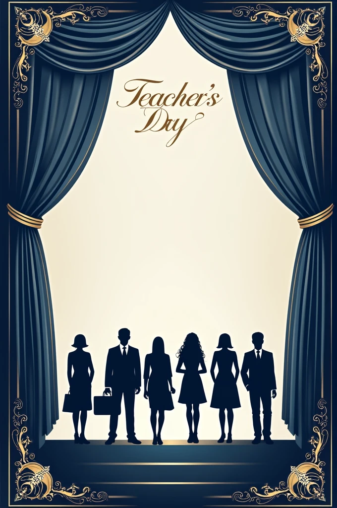 Invitation card for teachers day to be held in isg in the school auditorium at 10:15 am colour of invitation card navy blue,silver