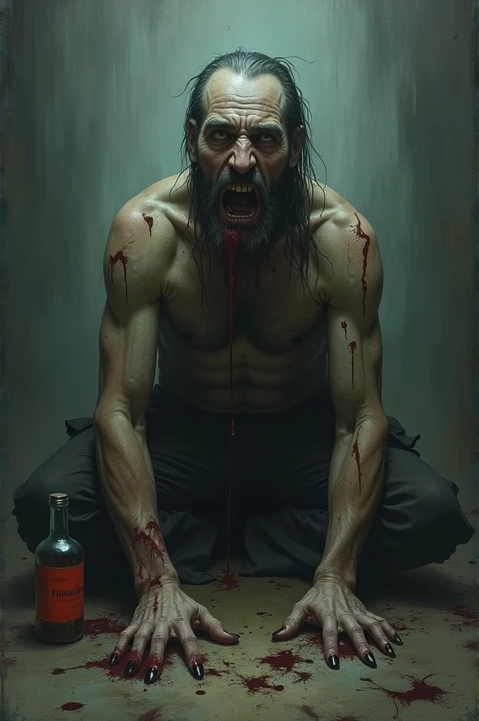 Spawns a Cannibal eating a human, with an artistic style of Victorian arts