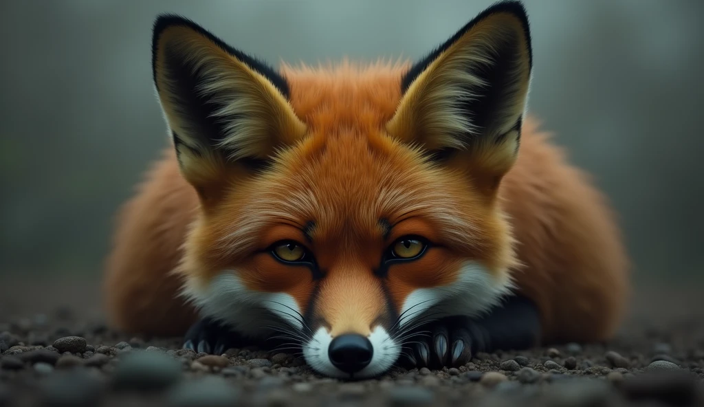 Pity of the fox: The fox's face is shown in sadness and despair, as if realizing his folly.