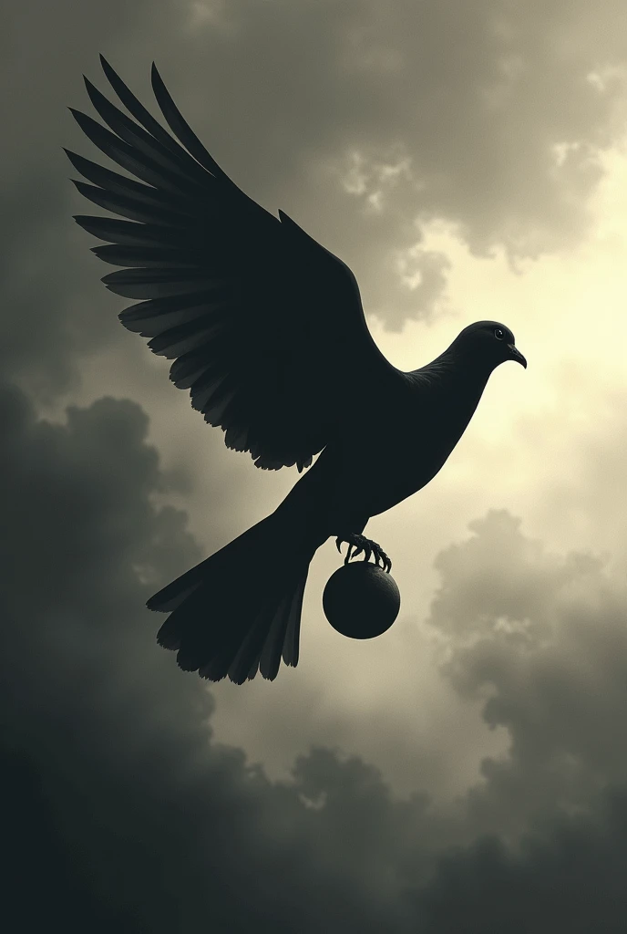 Dove flying silhouette、He's got a cannon ball in his leg、it is、Clouds that look like black smoke