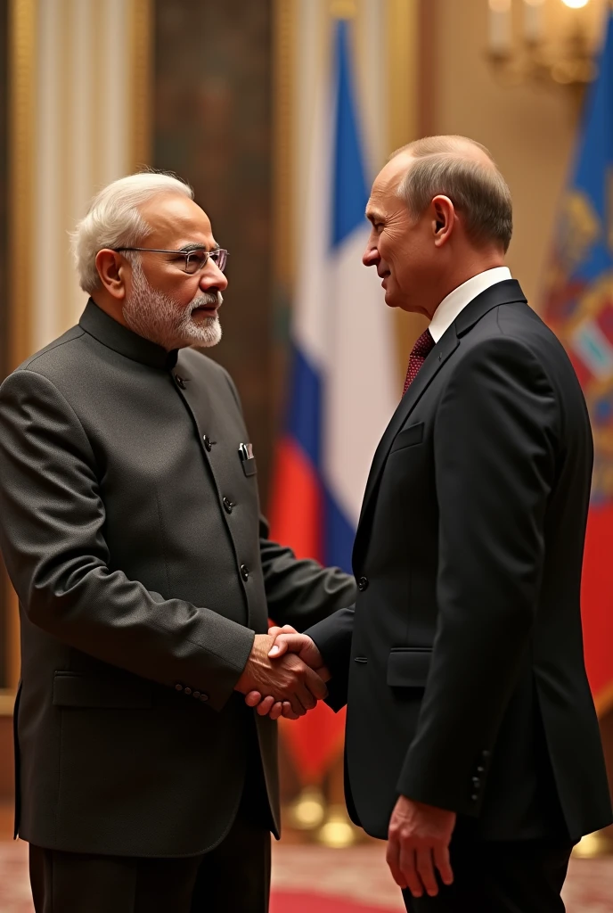 As Modi prepares to leave, he and Putin shake hands again