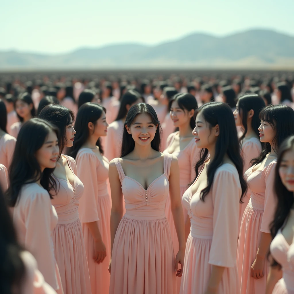 (((((Japanese Clone girls=Myself)))))), (((Best Super High quality Myself Clone girls Raw Photography Art))), (16K, Highest quality, Ultra-high resolution, RAW Photos), (((It's so unrealistic., With unparalleled depiction, With an unfathomable sight, An unprecedented and shocking worldview, Clone girls in a world of mass reproduction, Ultra-realistic))), (((Japanese, woman, 24yo, Ishihara Satomi))), (Small face, ((Thick black hair, Semi-long hair))), ((V-neck short-sleeve dress)), (((((Very detailed美しい女体, Accurate body structure, Very detailed完璧な, Super busty body with very large breasts, Clearly emphasizes cleavage))))), (((Dark Eyes, Mature face, Cute Smile, A gentle gaze))), (((Her happy and smiling expression is so cute))), ((((((((Very detailed分身増殖描写, ((1girl→Myself cloning→1,000,000,000,000,000,000,000,000,000,000,000,000,000,000,000,000,000,000,000,000Myself Clone girls)))))))))), ((((((((Very detailed, The precise depiction of the proliferation of Myself Clone girls, ((With the perfectly identical bodies of Myself clone girls, With the exact same face as the Myself clone girls, With the exact same hairstyle as the Myself clone girls, In the exact same clothes as the girls who are my clones, Perfectly the same height as the Myself clone girls, Super big breasts, just like the Myself clone girls)))))))))), (((Myself clone girls only))), (((Multiple pairs, Very detailed depiction, (Myself clone girls hug each other, Myself clone girls assemble, Fun conversations with fellow Myself clone girls, A fun conversation between Myself clone girls, Myself clone girls holding hands, Walking with lots of Myself clone girls)))), (((Everyone looks at the camera))), (((Unbelievably crowded, Transcendent Myself clone girls intimately, Countless Myself clone girls surround you in 360 degrees))), (Bright, soft sunlight), (((Very wide field of view, Very detailed, Detailed ultra-perspective depiction with clear depth, wide view))), (((((Landscape with a curved slope))))), (((Very photographic and detailed depiction, Myself clone girls will multiply infinitely and fill the surroundings from one side to the horizon with their bodies tightly packed together without any gaps., A scene of endless Myself clone girls and a fun atmosphere))), (Focus on the average value of the image)