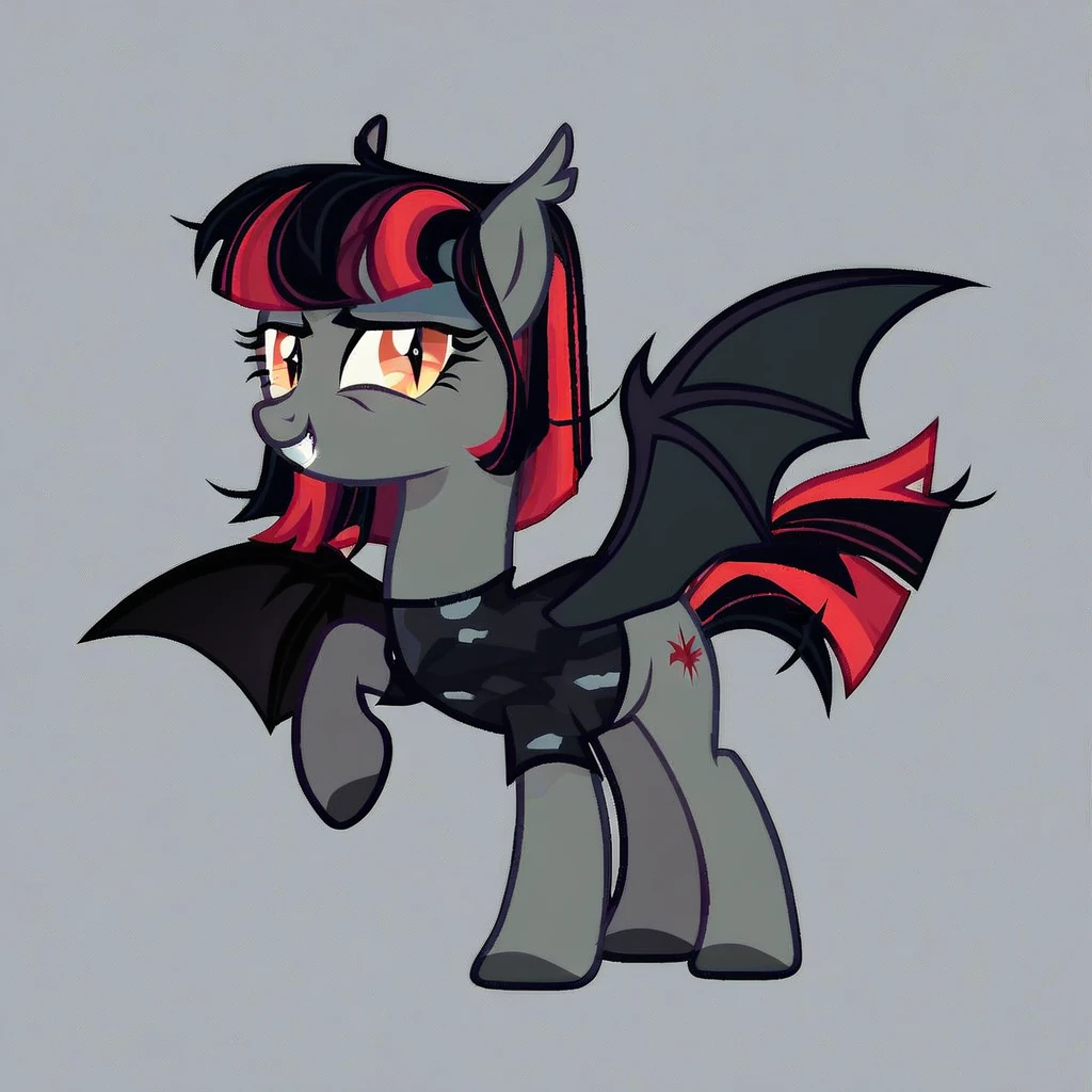 score_9, score_8_up, score_7_up, score_6_up, score_5_up, score_4_up, show accurate, full body, simple background, feral pony, female pony, cute appearance, competitive look, cutiemarck, bat, original character
