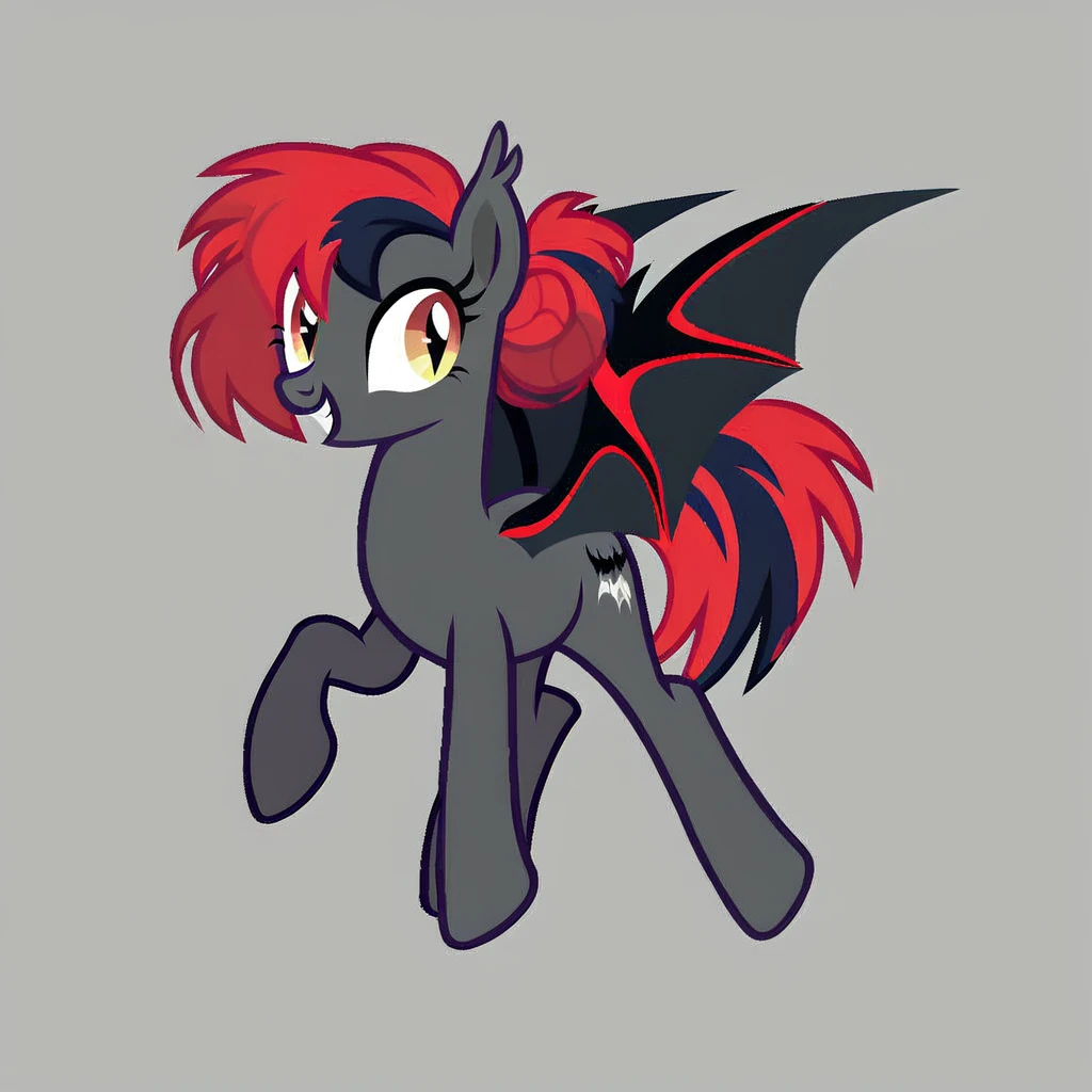 score_9, score_8_up, score_7_up, score_6_up, score_5_up, score_4_up, show accurate, full body, simple background, feral pony, female pony, cute appearance, competitive look, cutiemarck, bat, original character
