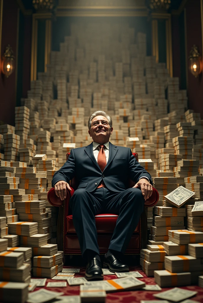 A man sitting a money