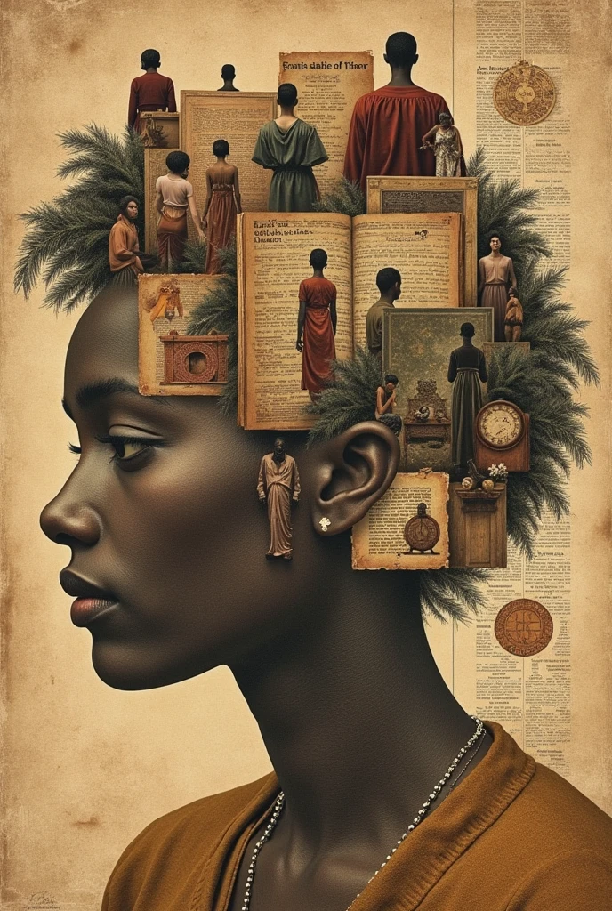 make a collage about anthropology, sociology and political science showcase that 3 in one collage make it brown color most of it or vintage if possible