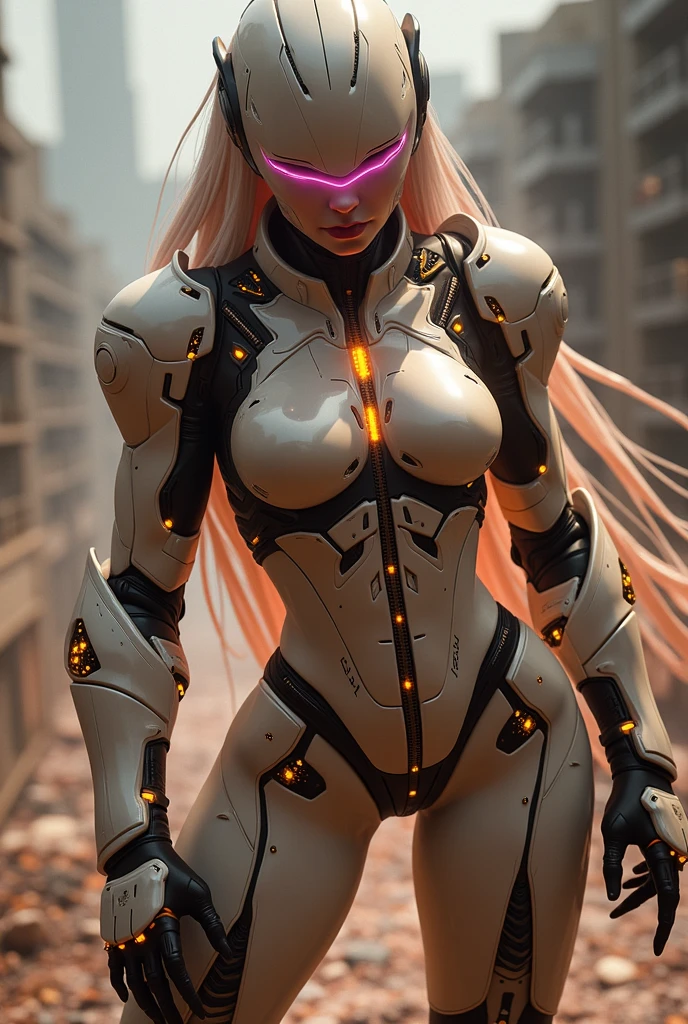 a woman in a futuristic suit with a glowing head and chest, cyberpunk art inspired by Marek Okon, cgsociety contest winner, digital art, gynoid cyborg body, girl in mecha cyber armor, cyber suit, cybersuit, in white futuristic armor, cybersuits, diverse cybersuits, gynoid body, echo from overwatch, perfect anime cyborg woman