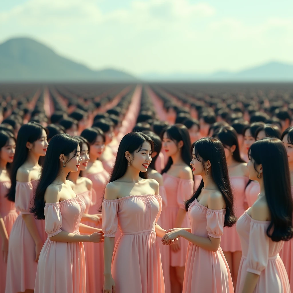(((((Japanese Clone girls=Myself)))))), (((Best Super High quality Myself Clone girls Raw Photography Art))), (16K, Highest quality, Ultra-high resolution, RAW Photos), (((It&#39;s so unrealistic., With unparalleled depiction, With an unfathomable sight, An unprecedented and shocking worldview, Clone girls in a world of mass reproduction, Ultra-realistic))), (((Japanese, woman, 24yo, Ishihara Satomi))), (Small face, ((Thick black hair, Semi-long hair))), ((V-neck short-sleeve dress)), (((((Very detailed美しい女体, Accurate body structure, Very detailed完璧な, Super busty body with very large breasts, Clearly emphasizes cleavage))))), (((Dark Eyes, Mature face, Cute Smile, A gentle gaze))), (((Her happy and smiling expression is so cute))), ((((((((Very detailed分身増殖描写, ((1girl→Myself cloning→1,000,000,000,000,000,000,000,000,000,000,000,000,000,000,000,000,000,000,000,000Myself Clone girls)))))))))), ((((((((Very detailed, The precise depiction of the proliferation of Myself Clone girls, ((With the perfectly identical bodies of Myself clone girls, With the exact same face as the Myself clone girls, With the exact same hairstyle as the Myself clone girls, In the exact same clothes as the girls who are my clones, Perfectly the same height as the Myself clone girls, Super big breasts, just like the Myself clone girls)))))))))), (((Myself clone girls only))), (((Multiple pairs, Very detailed depiction, (Myself clone girls hug each other, Myself clone girls assemble, Fun conversations with fellow Myself clone girls, A fun conversation between Myself clone girls, Myself clone girls holding hands, Walking with lots of Myself clone girls)))), (((Everyone looks at the camera))), (((Unbelievably crowded, Transcendent Myself clone girls intimately, Countless Myself clone girls surround you in 360 degrees))), (Bright, soft sunlight), (((Very wide field of view, Very detailed, Detailed ultra-perspective depiction with clear depth, wide view))), (((((Landscape with a curved slope))))), (((Very photographic and detailed depiction, Myself clone girls will multiply infinitely and fill the surroundings from one side to the horizon with their bodies tightly packed together without any gaps., A scene of endless Myself clone girls and a fun atmosphere))), (Focus on the average value of the image)