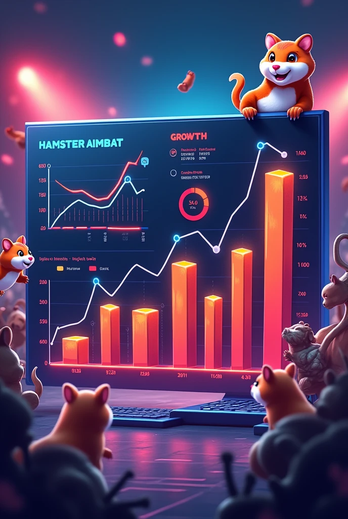 ### 6. **User Growth and Retention Chart Hamster Kombat(Combination Chart):**
In the conclusion or impact section, you can use a combination chart showing user growth (bars) and retention rate (line) over time, especially after the launch of the hsmster airdrop.