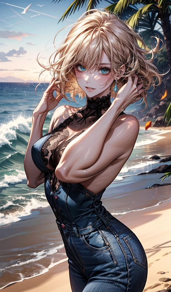 best quality, masterpiece, ultra high res,beret, pink and black one piece and blonde hair and blue eyes, extreme detail, 4k,