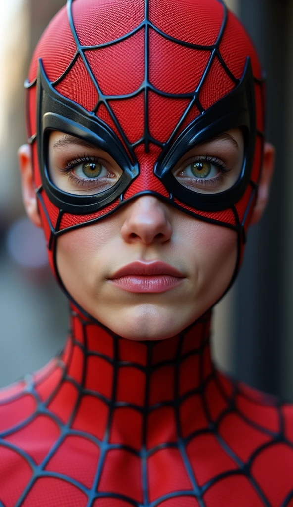 ((best quality)), ((masterpiece)), (detailed), realistic, perfect face closeup spiderman full outfit and mask, colorful