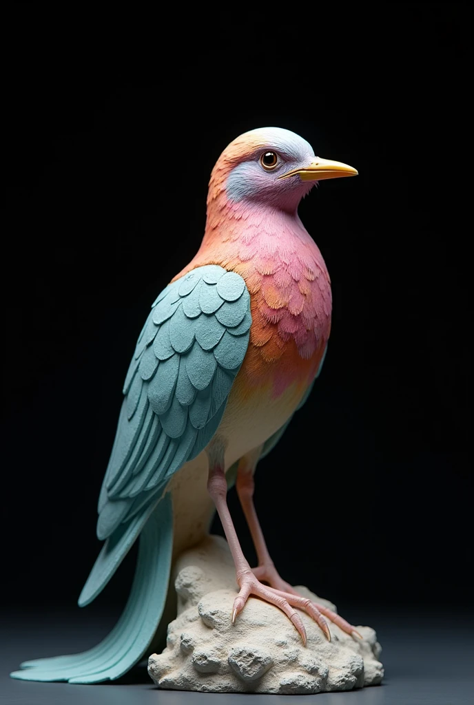 (Highest quality:1.2),ultra-light clay, (((bird:1.5, Beautifully colored clay art、美しい不死birdのクレイアート, 不死bird, 美しい不死birdのクレイアート, Art in gentle colors:1.37))), Very delicate clay art, Artistic, clay, Pottery, Thin fabric, Confused, Deteriorated colors, , mineral pigments, 3D clay sculpture art, clay sculpture, Rough surface, (slope,slope background,Jet black background,alone,Are standing), Highest quality、Very detailed、High quality details、8k