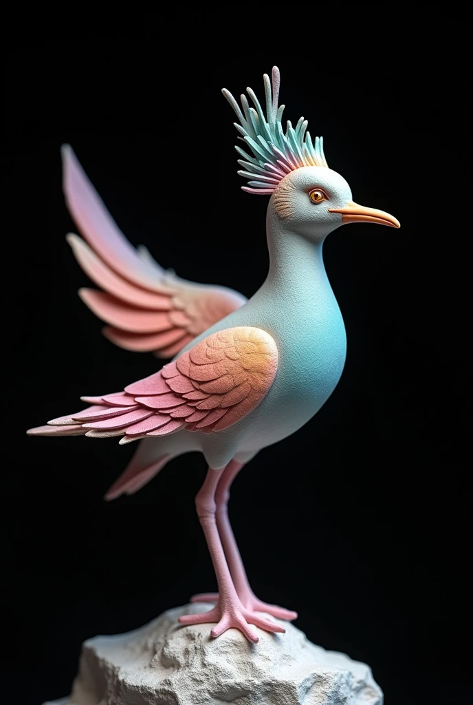 (Highest quality:1.2),ultra-light clay, (((bird:1.5, Beautifully colored clay art、美しい不死birdのクレイアート, 不死bird, 美しい不死birdのクレイアート, Art in gentle colors:1.37))), Very delicate clay art, Artistic, clay, Pottery, Thin fabric, Confused, Deteriorated colors, , mineral pigments, 3D clay sculpture art, clay sculpture, Rough surface, (slope,slope background,Jet black background,alone,Are standing), Highest quality、Very detailed、High quality details、8k