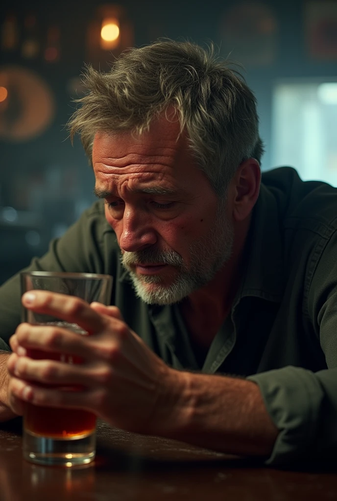 A man drinking and crying with love