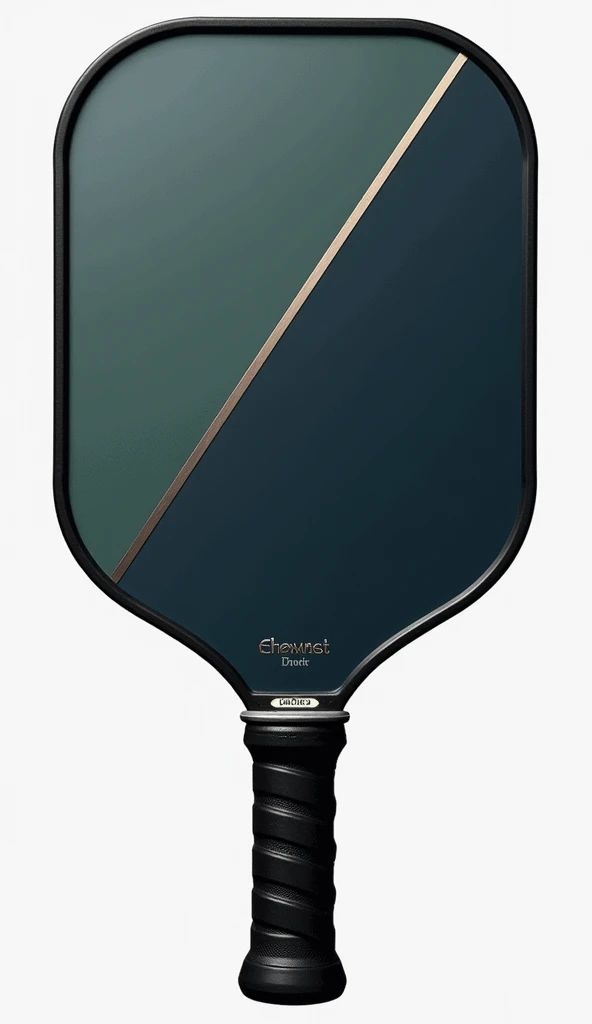 "Design a pickleball paddle tailored for players aged 30-50. The paddle should feature a refined and sophisticated look with a balance of modern and classic elements. Incorporate a sleek, ergonomic design with a comfortable grip and a sturdy frame. Use elegant, understated colors such as navy blue, grey, or deep green, and include subtle patterns or textures that reflect a mature and professional style. The paddle face should have a high-quality finish with precise detailing for enhanced performance and control, suitable for both casual and competitive play.