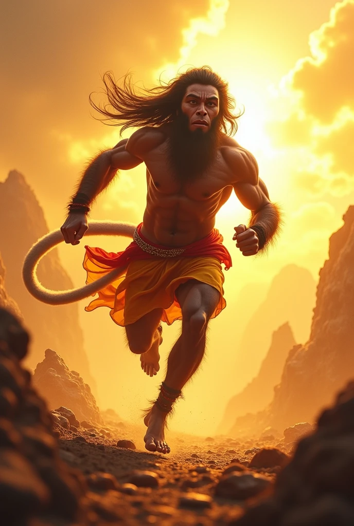 Lord hanuman in the sun running image