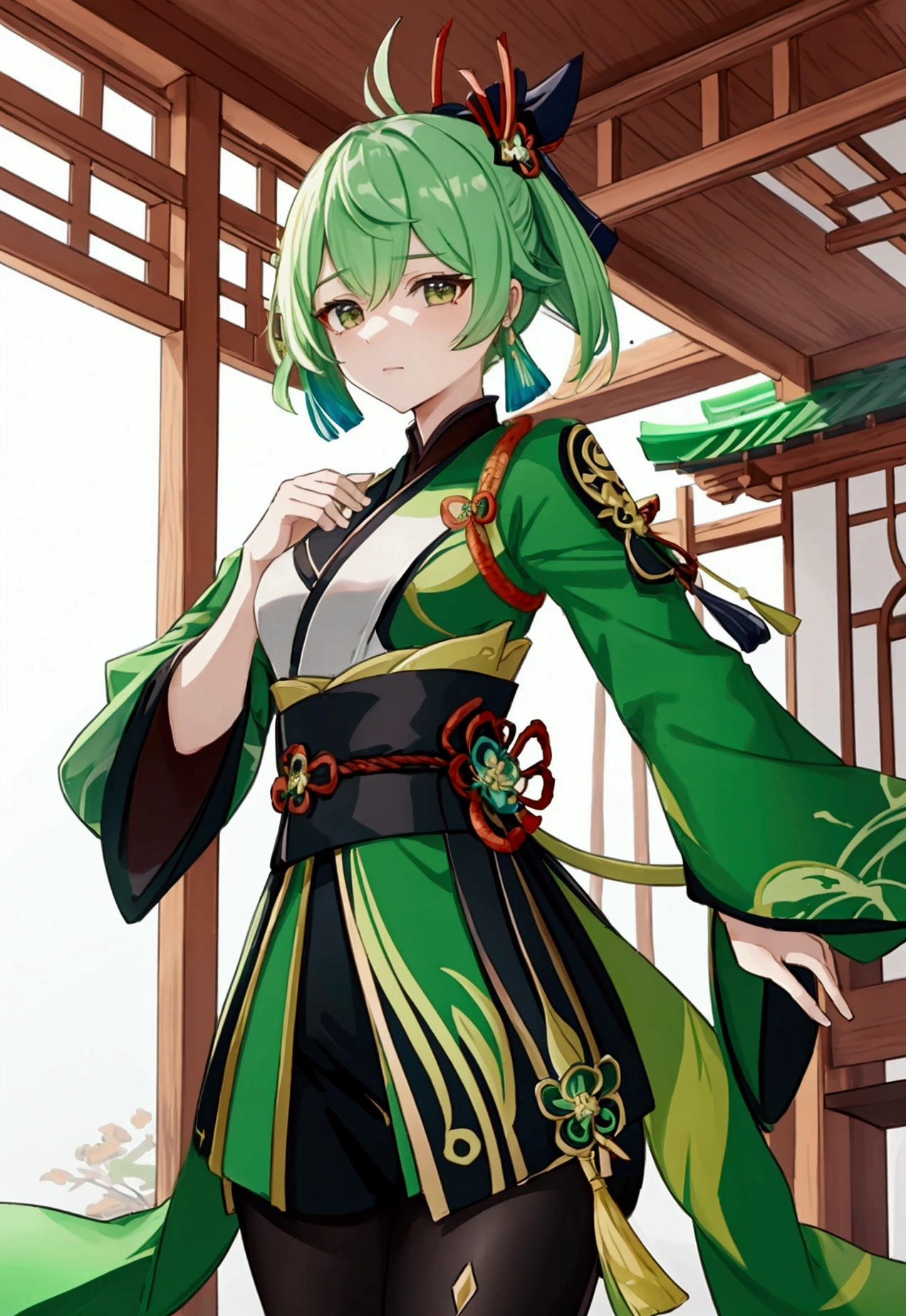genshin impact oc, dendro, green, sexy
