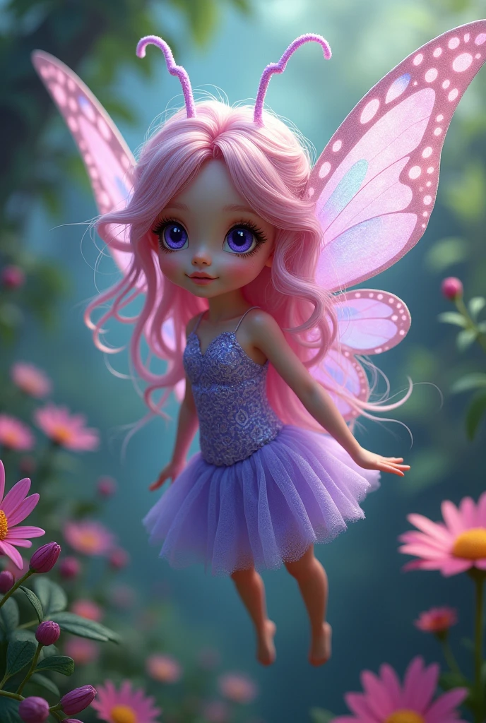 A  pink-haired, purple-eyed butterfly fairy.