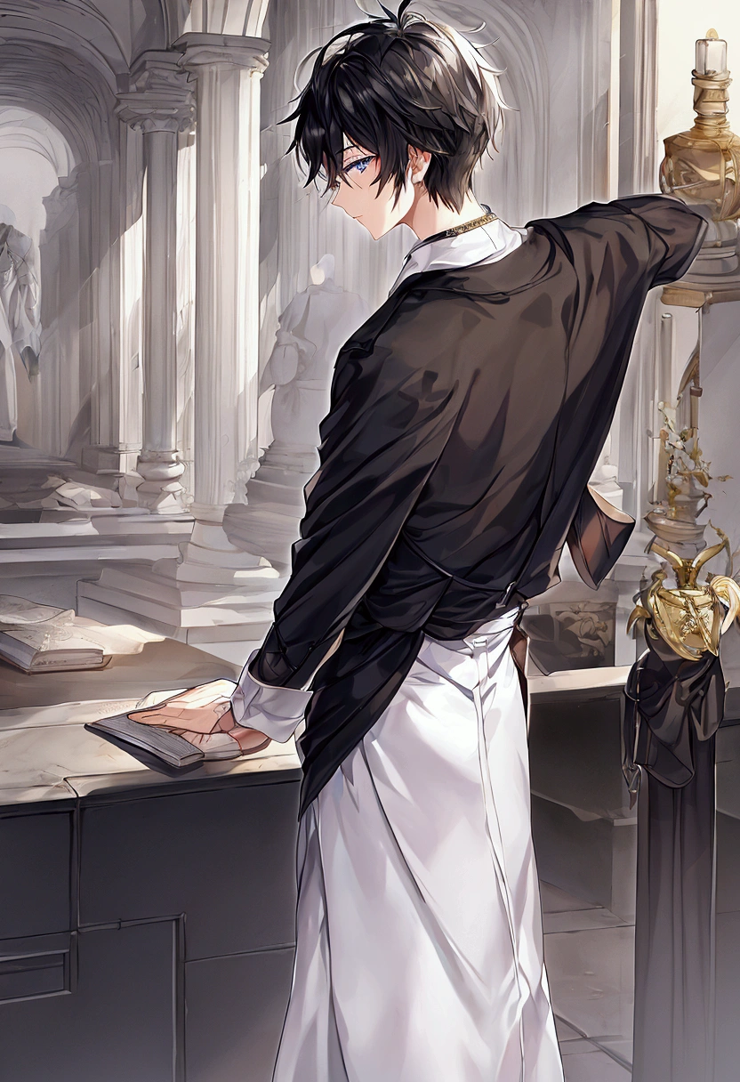 [CUT..(2)..MS saw the back of White, a young man with black hair, who was reading a book.