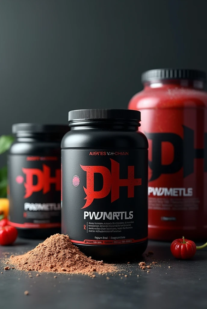 Create a line of varied supplements with the DH logo highlighted and the athletes' supplement slogan