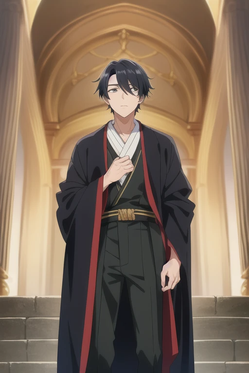 Ancient Greece, (アニメ), ung man, da Ancient Greece, black clothes, handsome man, Bblack hair, eyes black.