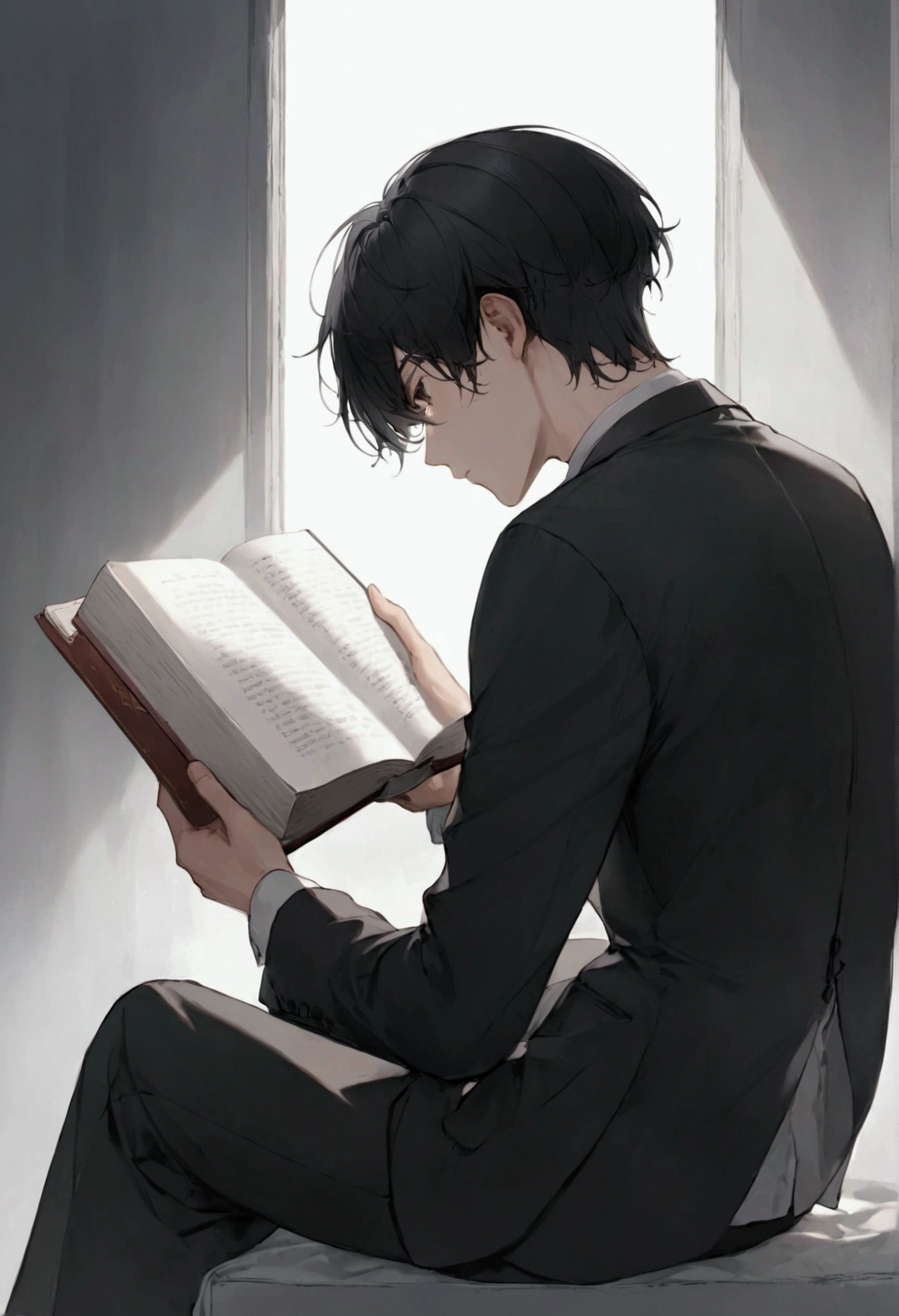 [CUT..(2)..MS saw the back of White, a young man with black hair, who was sitting and reading a book.