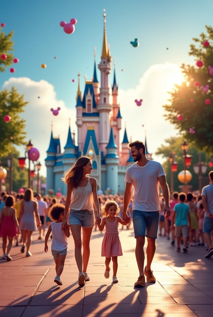 A family with two children at Magic Kingdom Orlando Florida