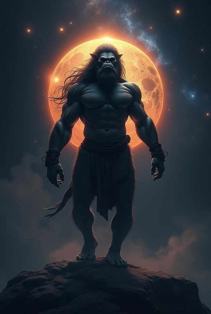 Lord Hanuman in space black shadow