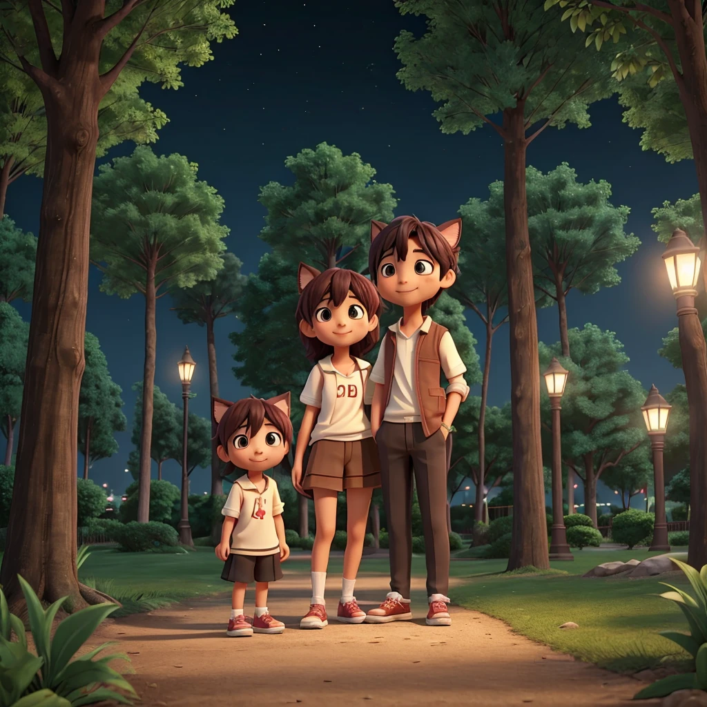 Kohi and Shin accidentally meet in a park at night. Kohi greets them cautiously. Shin smiles slightly and responds with a tone full of longing.
