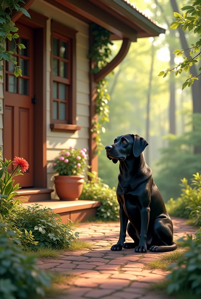 Home with Black dog