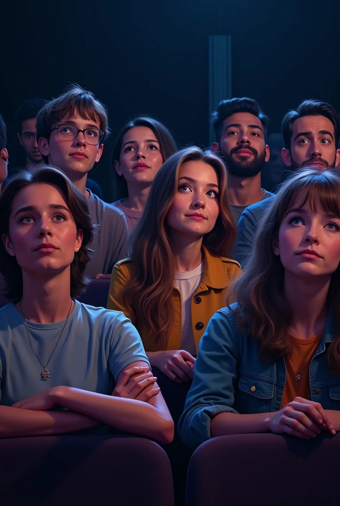 Give me image of 10 people in one frame looking at stage